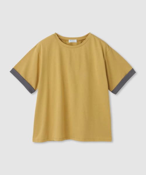 NAVY(ネイビー)の「【SARARI/サラリ】 接触冷感UVカット 袖配色プレーティング クルーネック Tシャツ(Tシャツ/カットソー・レディース・ブラック系その他/ホワイト系その他/マスタード・M/L)」の9枚目の写真