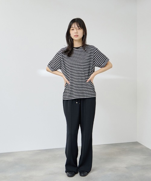 NAVY(ネイビー)の「【SARARI/サラリ】 接触冷感UVカット 袖配色プレーティング クルーネック Tシャツ(Tシャツ/カットソー・レディース・ブラック系その他/ホワイト系その他/マスタード・M/L)」の19枚目の写真
