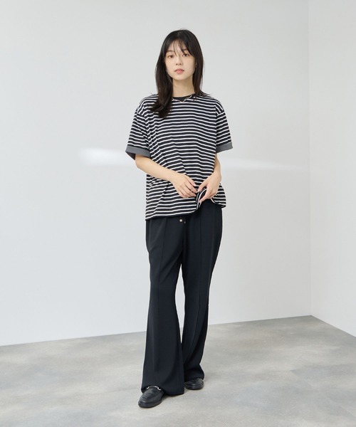 NAVY(ネイビー)の「【SARARI/サラリ】 接触冷感UVカット 袖配色プレーティング クルーネック Tシャツ(Tシャツ/カットソー・レディース・ブラック系その他/ホワイト系その他/マスタード・M/L)」の18枚目の写真