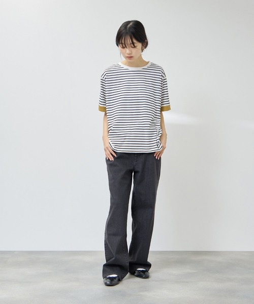 NAVY(ネイビー)の「【SARARI/サラリ】 接触冷感UVカット 袖配色プレーティング クルーネック Tシャツ(Tシャツ/カットソー・レディース・ブラック系その他/ホワイト系その他/マスタード・M/L)」の16枚目の写真