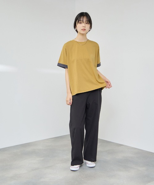 NAVY(ネイビー)の「【SARARI/サラリ】 接触冷感UVカット 袖配色プレーティング クルーネック Tシャツ(Tシャツ/カットソー・レディース・ブラック系その他/ホワイト系その他/マスタード・M/L)」の12枚目の写真