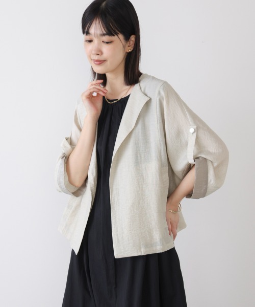 Bou Jeloud(ブージュルード)の「リネンナイロンドルマンジャケット(その他アウター・レディース・ホワイト系その他/ブラック・38)」の2枚目の写真