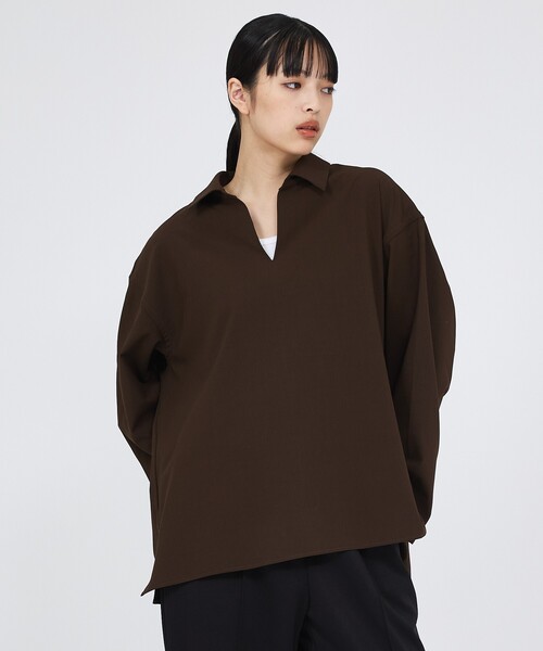 FORTUNA HOMME(フォルトゥナオム)の「【FORTUNA /フォルトゥナ】プルオーバースキッパー長袖シャツ / FHSP-0260(シャツ/ブラウス・メンズ・ブラック/ブラウン・M/L)」の1枚目の写真