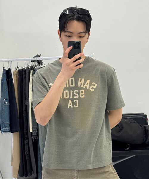 ECORR（エコル）の「[ユニセックス] ピグメントブラシ CA クロップ半袖Tシャツ_カーキ（Tシャツ/カットソー・レディース・その他・0/1/2/3）」の7枚目の写真