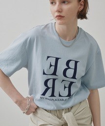 フロッキープリント半袖Tシャツ