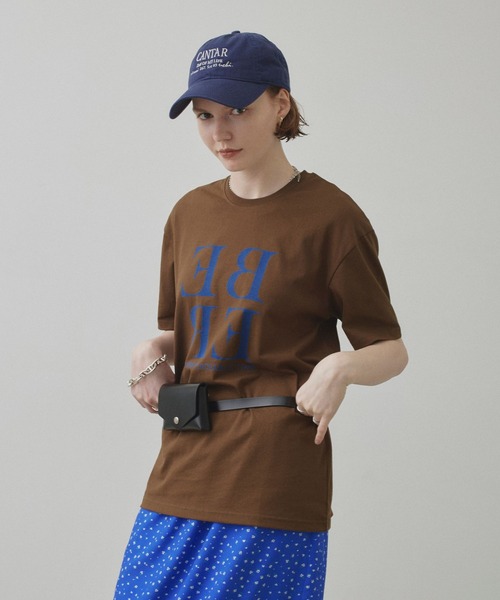 uchi.(ウチ)の「フロッキープリント半袖Tシャツ(Tシャツ/カットソー・レディース・ブラウン/オフホワイト/サックスブルー・FREE)」の22枚目の写真