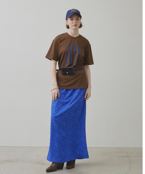 uchi.(ウチ)の「フロッキープリント半袖Tシャツ(Tシャツ/カットソー・レディース・ブラウン/オフホワイト/サックスブルー・FREE)」の16枚目の写真