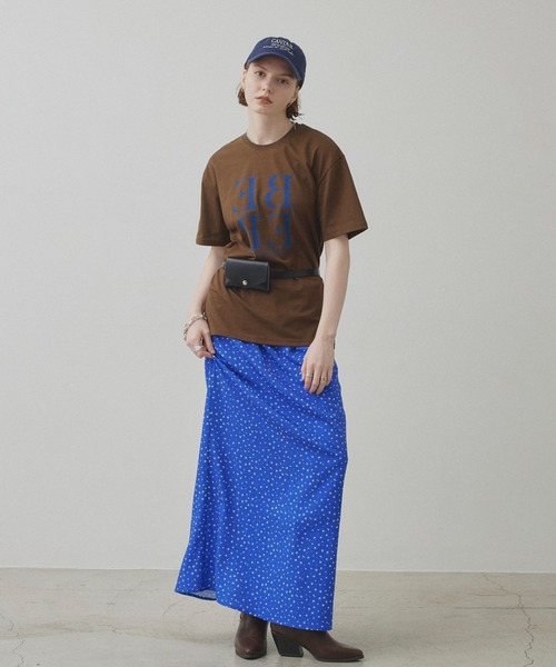 uchi.(ウチ)の「フロッキープリント半袖Tシャツ(Tシャツ/カットソー・レディース・ブラウン/オフホワイト/サックスブルー・FREE)」の20枚目の写真