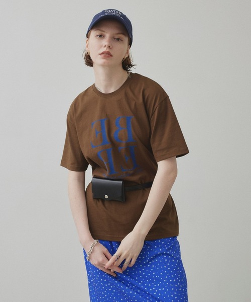 uchi.(ウチ)の「フロッキープリント半袖Tシャツ(Tシャツ/カットソー・レディース・ブラウン/オフホワイト/サックスブルー・FREE)」の21枚目の写真