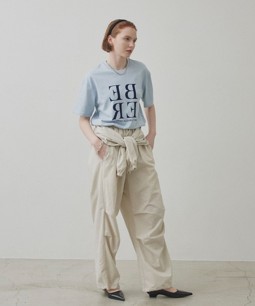 uchi.(ウチ)の「フロッキープリント半袖Tシャツ(Tシャツ/カットソー・レディース・ブラウン/オフホワイト/サックスブルー・FREE)」の5枚目の写真