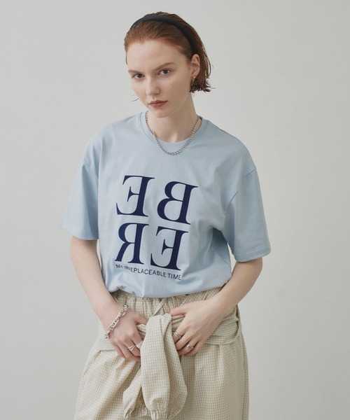 uchi.(ウチ)の「フロッキープリント半袖Tシャツ(Tシャツ/カットソー・レディース・ブラウン/オフホワイト/サックスブルー・FREE)」の6枚目の写真
