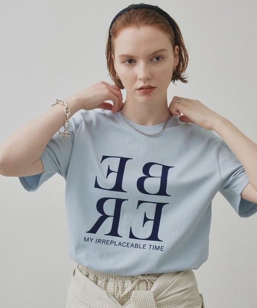uchi.(ウチ)の「フロッキープリント半袖Tシャツ(Tシャツ/カットソー・レディース・ブラウン/オフホワイト/サックスブルー・FREE)」の8枚目の写真