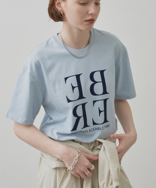 uchi.(ウチ)の「フロッキープリント半袖Tシャツ(Tシャツ/カットソー・レディース・ブラウン/オフホワイト/サックスブルー・FREE)」の13枚目の写真