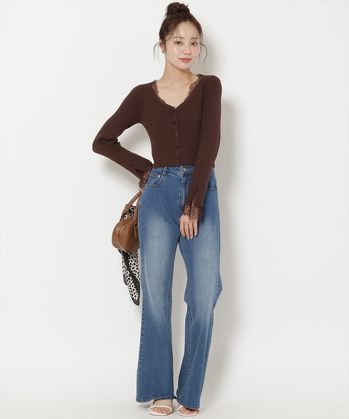 WILLSELECTION（ウィルセレクション）の「レーストリムリブカーディガン（カーディガン/ボレロ・レディース・ブラック/ダークブラウン/ボルドー/オフホワイト・FREE）」の19枚目の写真