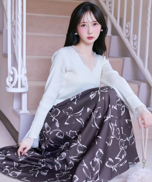 WILLSELECTION（ウィルセレクション）の「レーストリムリブカーディガン（カーディガン/ボレロ・レディース・ブラック/ダークブラウン/ボルドー/オフホワイト・FREE）」の9枚目の写真