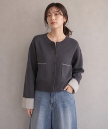 バイカラーニット カーディガン