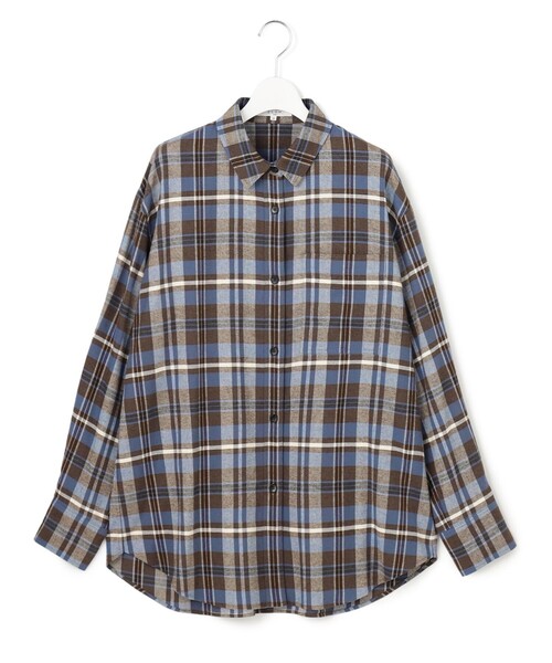 23区 L(ニジュウサンクオオキイサイズ)の「コットンチェック シャツ(シャツ/ブラウス・レディース・グレー系5/ダークブラウン系5・46/44)」の14枚目の写真