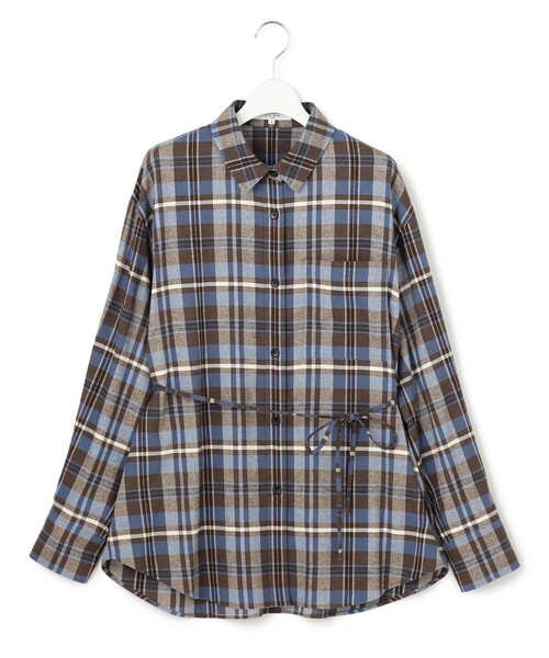 23区 L(ニジュウサンクオオキイサイズ)の「コットンチェック シャツ(シャツ/ブラウス・レディース・グレー系5/ダークブラウン系5・46/44)」の16枚目の写真