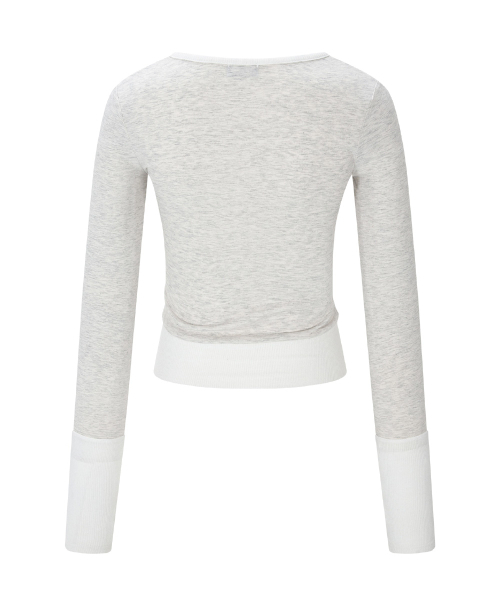PLEASENOFOLLOW(プリーズノーフォロー)の「Selena Button Wrap long sleeve Top (Oatmeal)(Tシャツ/カットソー・レディース・その他・FREE)」の3枚目の写真