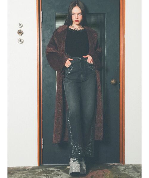 EVRIS(エヴリス)の「スターラインストーンワイドデニムパンツ(デニムパンツ・レディース・インディゴブルー/ブラック・SMALL/MEDIUM)」の8枚目の写真