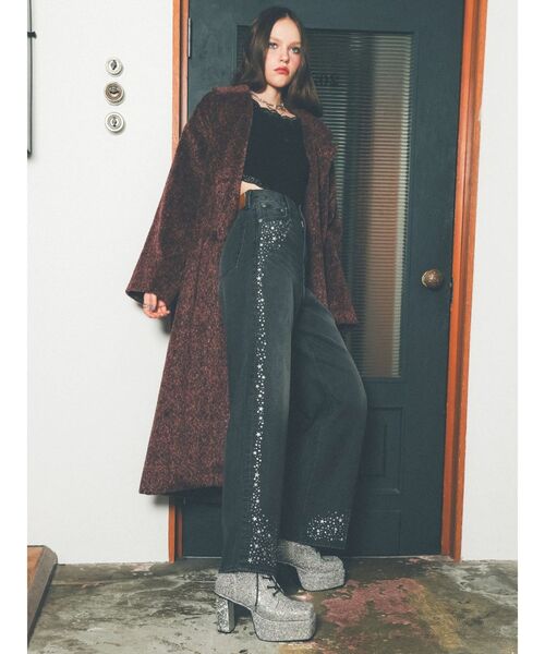 EVRIS(エヴリス)の「スターラインストーンワイドデニムパンツ(デニムパンツ・レディース・インディゴブルー/ブラック・SMALL/MEDIUM)」の9枚目の写真