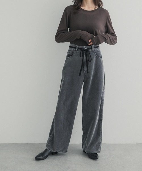URBAN RESEARCH DOORS(アーバンリサーチドアーズ)の「ウォッシュドコーデュロイパンツ(その他パンツ・レディース・アイボリー/チャコールグレー・MEDIUM/SMALL)」の9枚目の写真