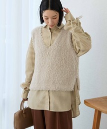 【Aunely】<hugもこ>やわらかシャギーニットベスト