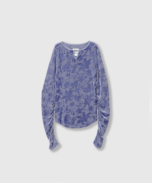 THINGS THAT MATTER(シングス ザット マター)の「VELOUR JACQUARD TOPS / ベロアジャカードトップス(Tシャツ/カットソー・レディース・ブルー/ブラック・FREE)」の21枚目の写真