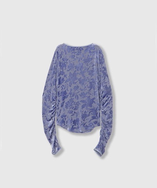 THINGS THAT MATTER(シングス ザット マター)の「VELOUR JACQUARD TOPS / ベロアジャカードトップス(Tシャツ/カットソー・レディース・ブルー/ブラック・FREE)」の22枚目の写真