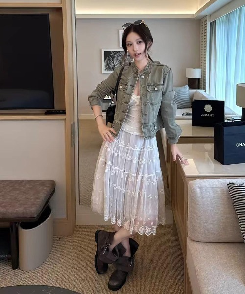FAVORITO(ファヴォリート)の「ショートシングルブレストジャケット(デニムジャケット・レディース・ブルー/グリーン/ブラック・S/M/L)」の17枚目の写真