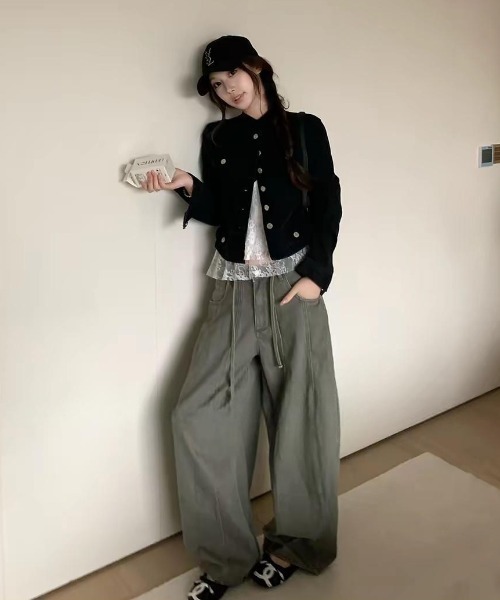 FAVORITO(ファヴォリート)の「ショートシングルブレストジャケット(デニムジャケット・レディース・ブルー/グリーン/ブラック・S/M/L)」の6枚目の写真