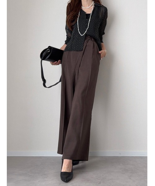 fifth(フィフス)の「【cestmignon_mauセレクト】ラップ風タックワイドパンツ(その他パンツ・レディース・ライトグレー/ブラック/ブラウン・XS/M)」の7枚目の写真