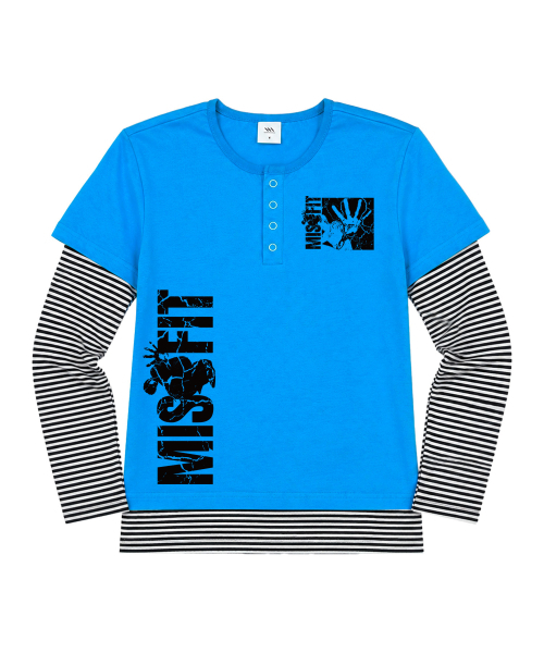 VENHIT（ベンヒット）の「MISSFIT ストライプ レイヤード ルーズフィット スリーブ（Tシャツ/カットソー・レディース・バーガンディー/ブラック/スカイブルー・FREE）」の5枚目の写真