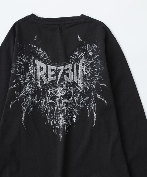 RE730（アールイーセブンサーティー）の「RE730 スカルロゴロングスリーブTシャツ（Tシャツ/カットソー・メンズ・ブラック/オフホワイト・L/M/XL）」の2枚目の写真
