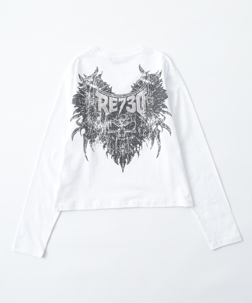 RE730（アールイーセブンサーティー）の「RE730 スカルロゴロングスリーブTシャツ（Tシャツ/カットソー・メンズ・ブラック/オフホワイト・L/M/XL）」の17枚目の写真