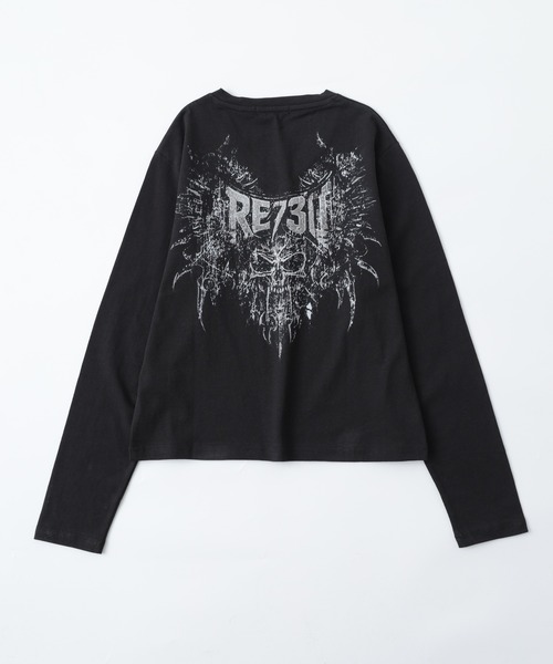 RE730（アールイーセブンサーティー）の「RE730 スカルロゴロングスリーブTシャツ（Tシャツ/カットソー・メンズ・ブラック/オフホワイト・L/M/XL）」の21枚目の写真