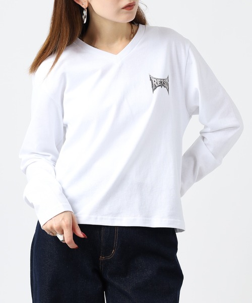 RE730（アールイーセブンサーティー）の「RE730 スカルロゴロングスリーブTシャツ（Tシャツ/カットソー・メンズ・ブラック/オフホワイト・L/M/XL）」の14枚目の写真