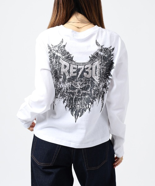 RE730（アールイーセブンサーティー）の「RE730 スカルロゴロングスリーブTシャツ（Tシャツ/カットソー・メンズ・ブラック/オフホワイト・L/M/XL）」の13枚目の写真