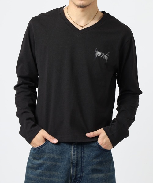 RE730（アールイーセブンサーティー）の「RE730 スカルロゴロングスリーブTシャツ（Tシャツ/カットソー・メンズ・ブラック/オフホワイト・L/M/XL）」の9枚目の写真