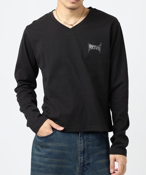 RE730（アールイーセブンサーティー）の「RE730 スカルロゴロングスリーブTシャツ（Tシャツ/カットソー・メンズ・ブラック/オフホワイト・L/M/XL）」の8枚目の写真