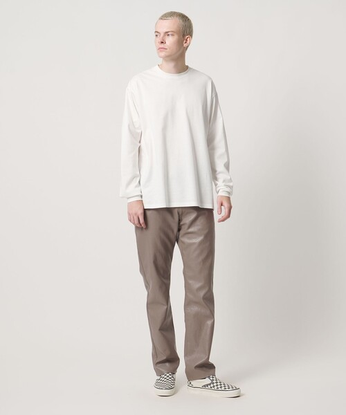 UNITED ARROWS & SONS(ユナイテッドアローズアンドサンズ)の「<UNITED ARROWS & SONS> LTHR LIKE NP ST PANTS/パンツ(その他パンツ・メンズ・ベージュ/ブラック・L/XL/S/M)」の4枚目の写真
