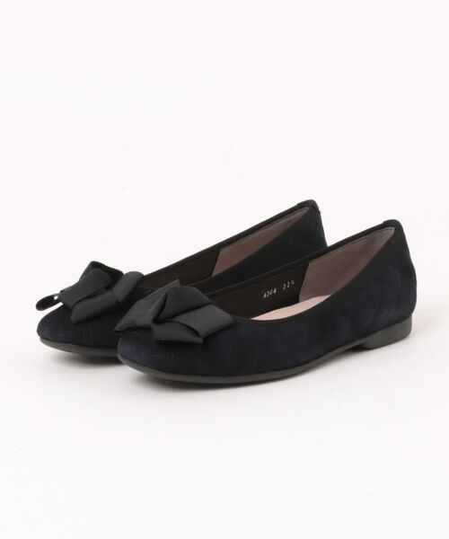 UnReef（アンリーフ）の「グログランリボンキルティングバレーシューズ（パンプス・レディース・ネイビー/ブラック・23.5cm/24.0cm/24.5cm/23.0cm）」の2枚目の写真