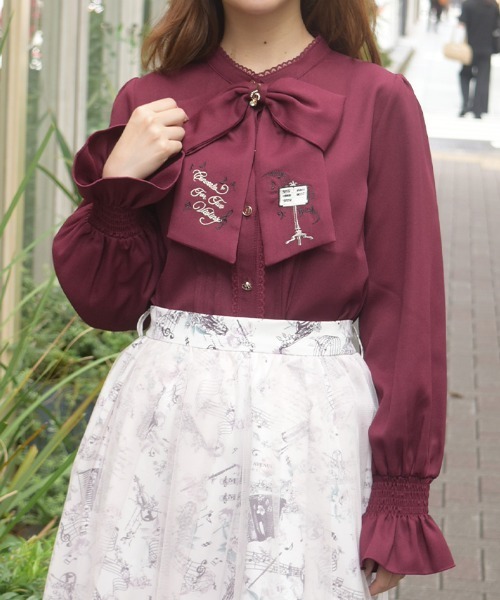 axes femme(アクシーズファム)の「音楽刺繍リボンブラウス(シャツ/ブラウス・レディース・ブラック/ワイン/キナリ・FREE)」の3枚目の写真
