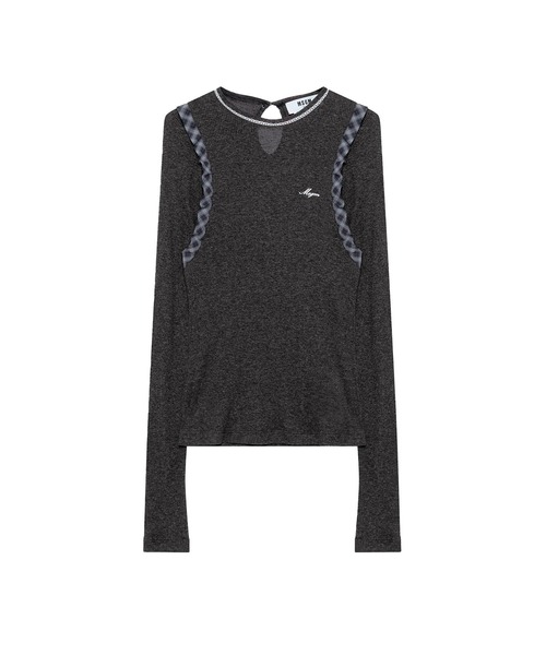 MSGM(エムエスジーエム)の「【NEW】チェックフリル リブトップ(Tシャツ/カットソー・レディース・グレー・L)」の1枚目の写真