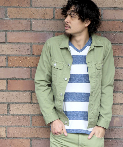 Denime（ドゥニーム）の「TWILL COLOR G-JKT/ツイルカラーG-ジャケット（ブルゾン・メンズ・ベージュ/ホワイト/グリーン・MEDIUM/LARGE/X-LARGE）」の3枚目の写真