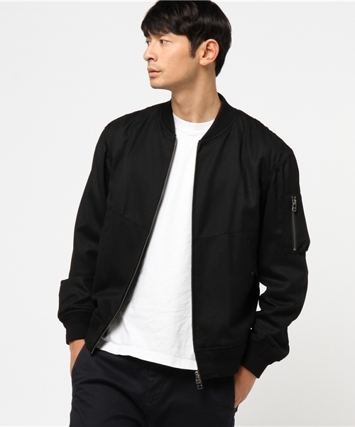 FREDY&GLOSTER（フレディアンドグロスター）の「【FINEBOYS掲載】ハイカウントサキソニーウール MA-1（MA-1・メンズ・ブラック/ベージュ・M/L/S）」の2枚目の写真