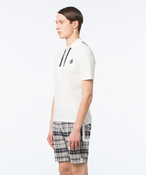 koe×THOM BROWNE（コエトムブラウン）の「[koe×THOM BROWNE]MENS POLO（ポロシャツ・メンズ・ホワイト・SMALL/LARGE/MEDIUM）」の3枚目の写真