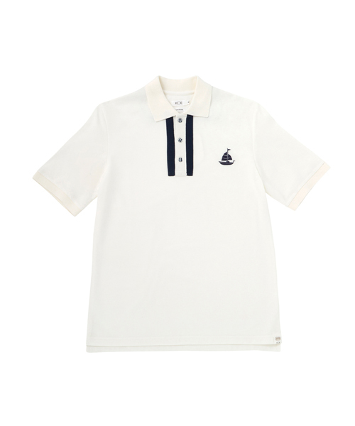 koe×THOM BROWNE（コエトムブラウン）の「[koe×THOM BROWNE]MENS POLO（ポロシャツ・メンズ・ホワイト・SMALL/LARGE/MEDIUM）」の8枚目の写真