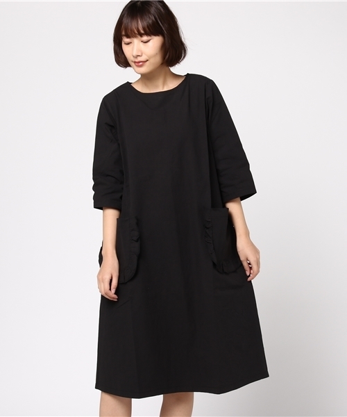 MERLOT（メルロー）の「フリルポケットワンピース2257（ワンピース・レディース・ピンク/ベージュ/ブルー/ブラック・FREE）」の5枚目の写真