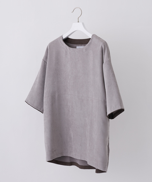 STUDIOUS（ステュディオス）の「マイクロスウェードハーフスリーブTシャツ （Tシャツ/カットソー・メンズ・グレー/ブラック/ピンク・2/3/1）」の3枚目の写真